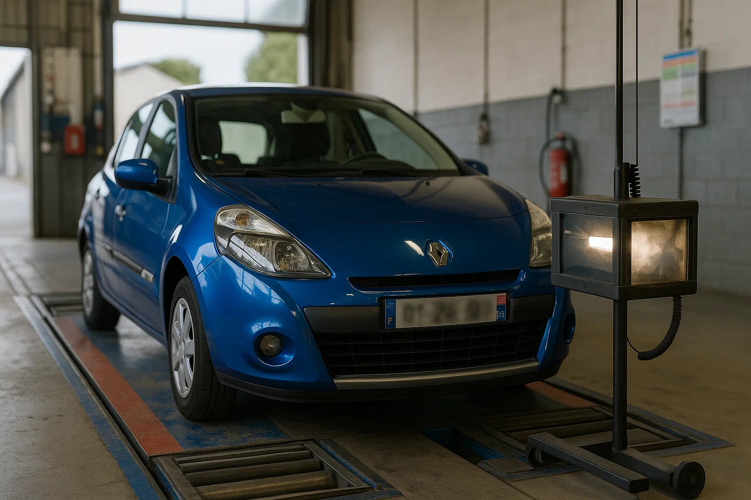 Image showing a company car not equipped with the FMC880 tracker at the mechanic's shop