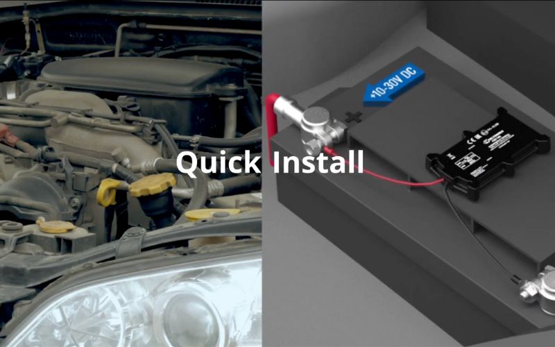 Two images showing a Easy, Plug-and-Play Installation of the FMT100 gps tracker for vehicle.