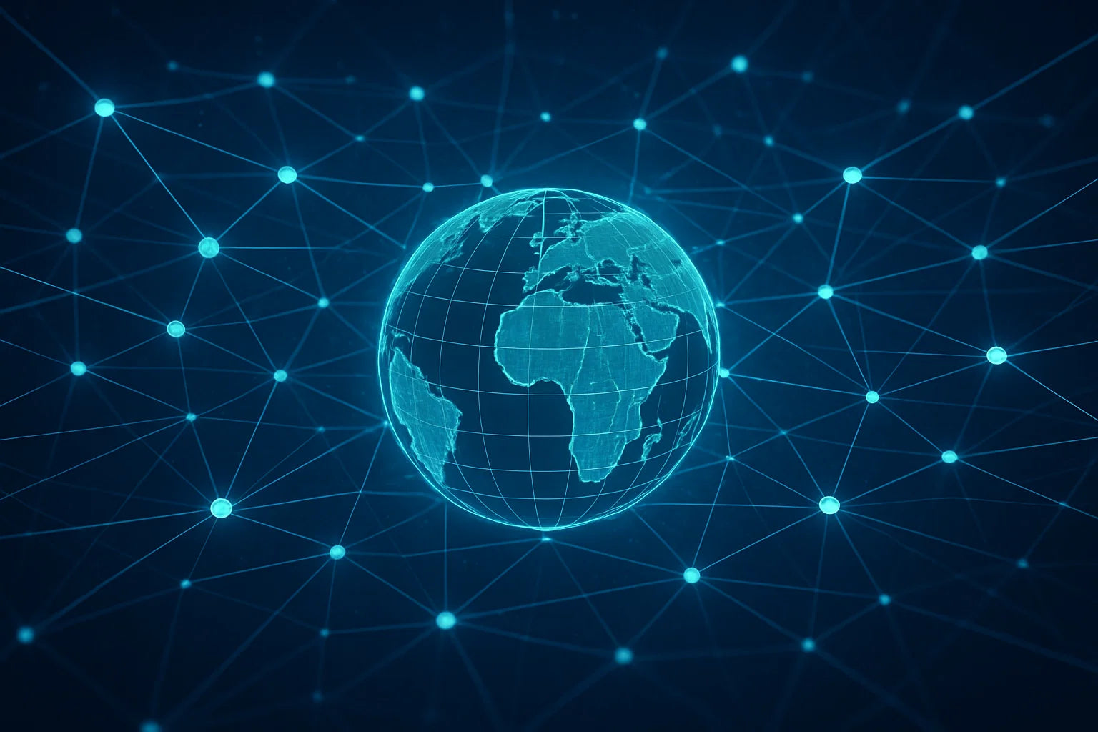 Digital illustration of a globe showing network connections